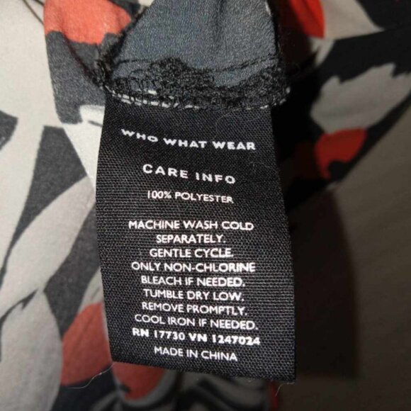 Who What Wear Midi Orange Black Cream Floral Front Tie Dress‎ Size 1X NWOT - Picture 4 of 5